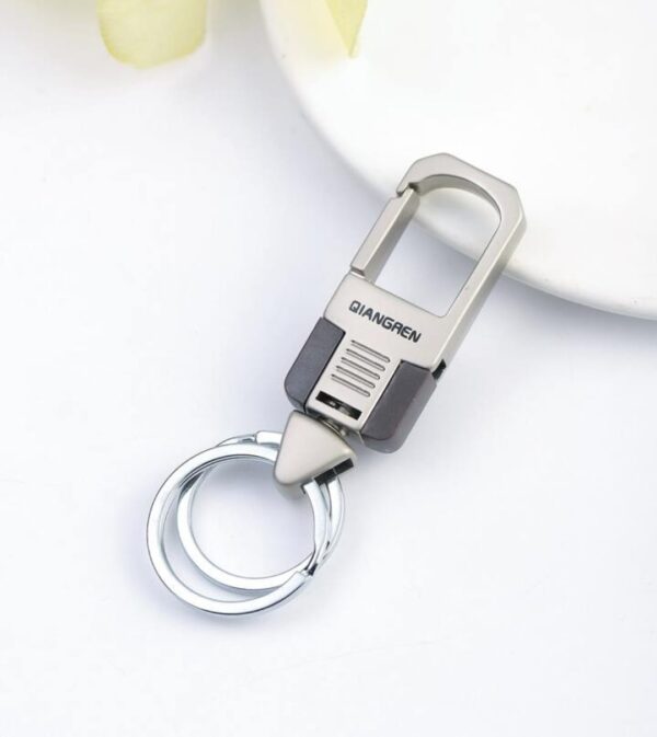 QIANGREN Dual Ring Stylish Metal Keychain T4378