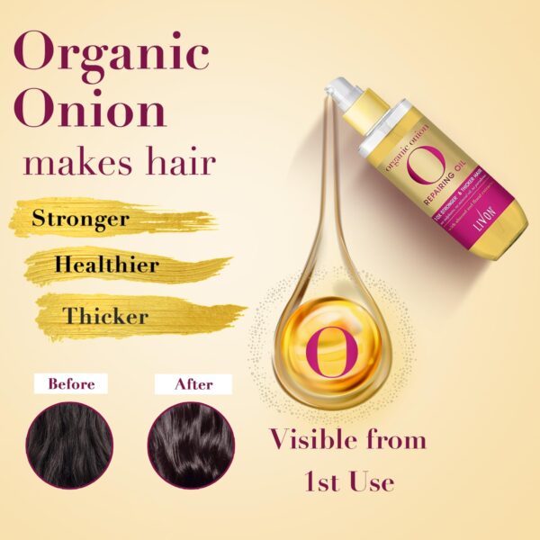 Livon Organic Onion Hair Serum Oil for Men & Women 100ml - Image 3