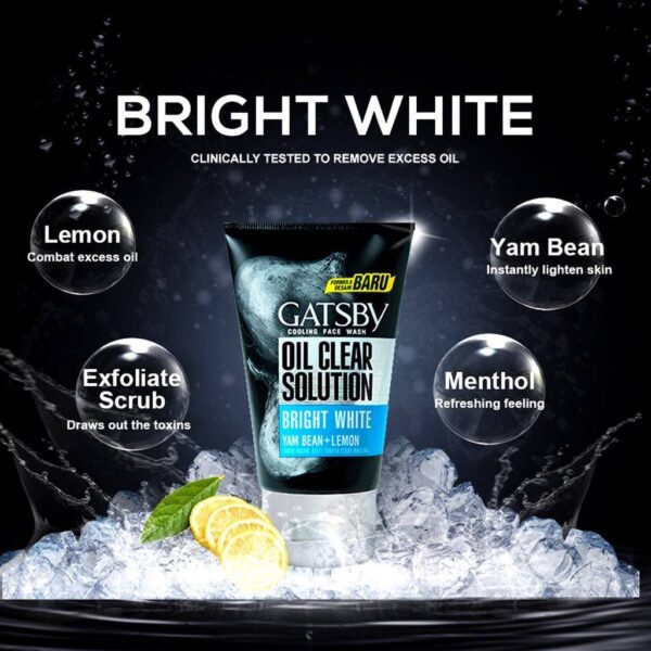 Gatsby Oil Clear Solution Bright White Cooling Face Wash 100g - Image 2