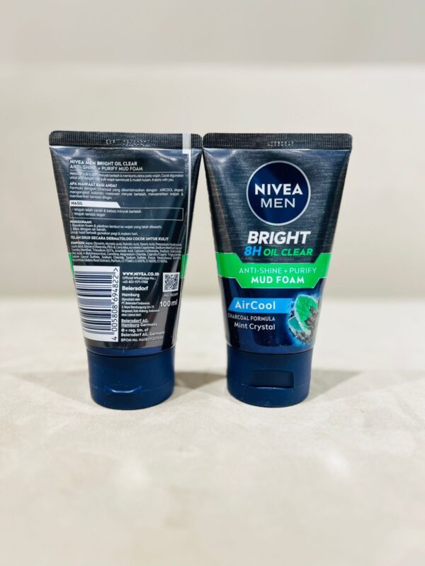 Nivea Men Bright 8H Oil Clear Anti-Shine + Purify Mud Foam, 100 ml - Image 2