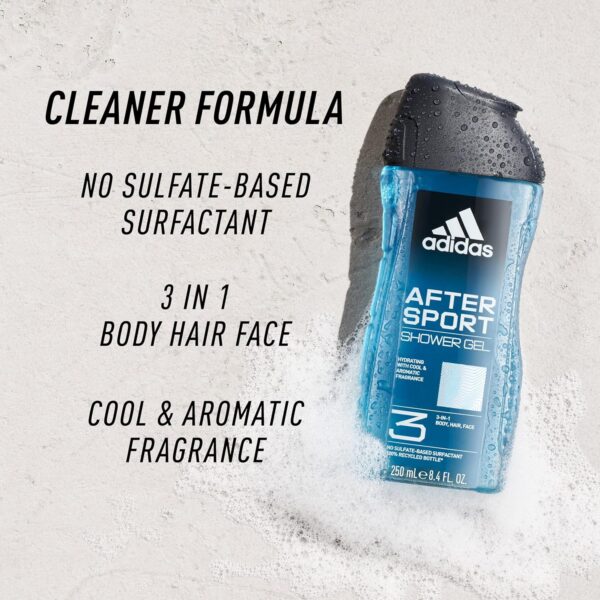 Adidas After Sport 3 in 1 Shower Gel 250ml - Image 2