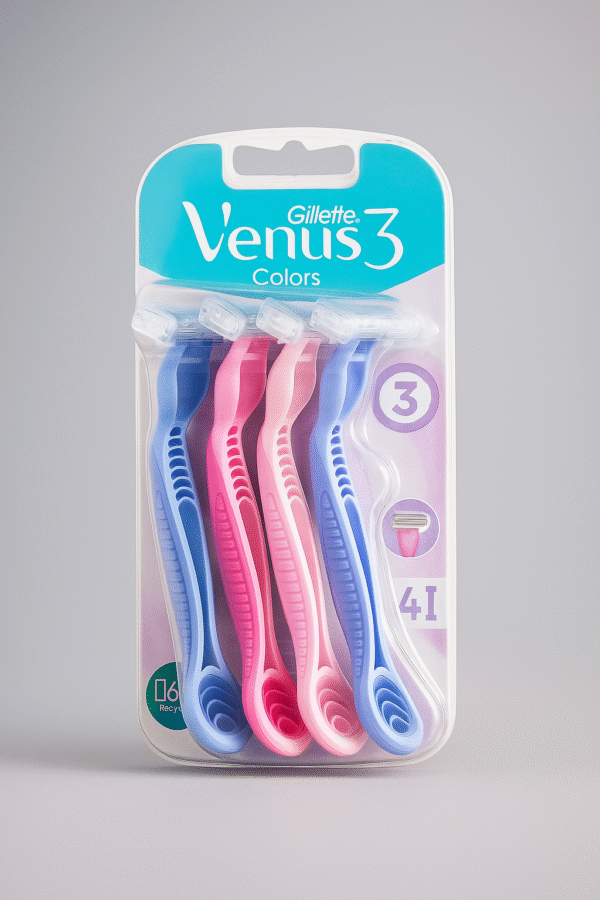Gillette Venus 3 Colors Disposable Razors – Pack of 4